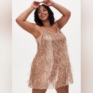 TORRID Fringe Mini Dress - Gold Shimmer**NEVER WORN **NWT!!